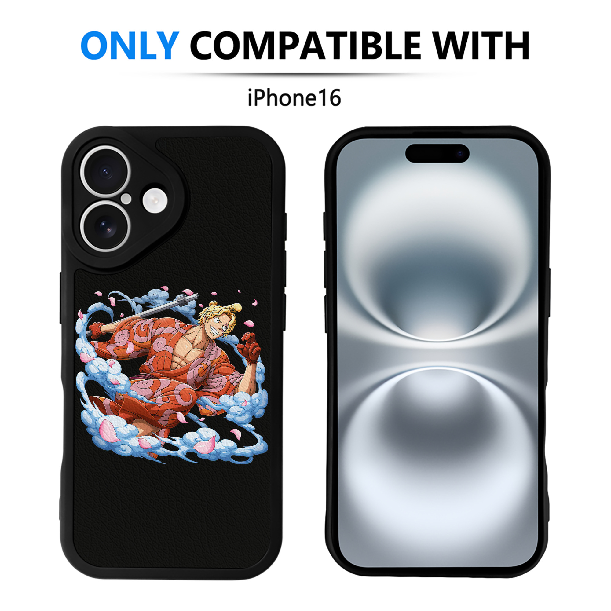 （画像用） ワンピース サンジ ONE PIECE Sanji 【iPhone 16シリーズ対応】シリコンスマホケース（レザー調） 材質：シリコン